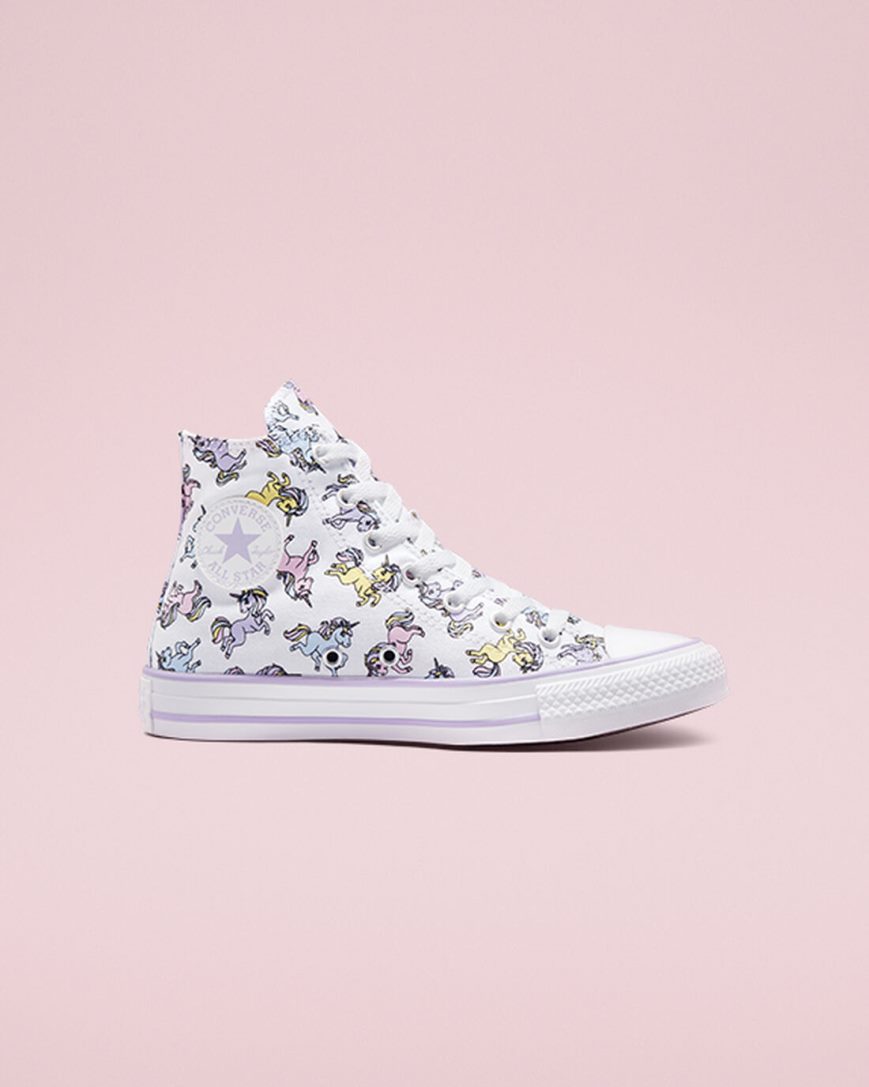 Tenis Converse Chuck Taylor All Star Unicorns Cano Alto Menino Branco Cinzentas Roxo | PT R034859